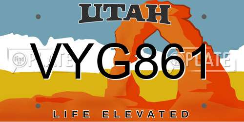 VYG861 Utah License Plate
