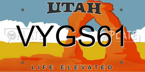VYGS61 Utah License Plate