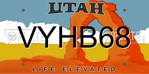 VYHB68 Utah License Plate