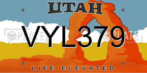VYL379 Utah License Plate