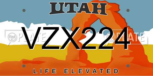 VZX224 Utah License Plate