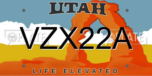 VZX22A Utah License Plate