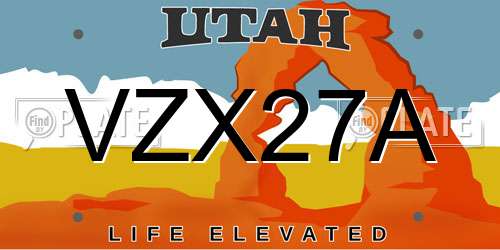 VZX27A Utah License Plate