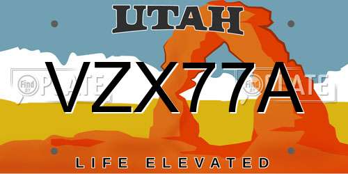 VZX77A Utah License Plate