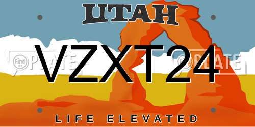 VZXT24 Utah License Plate
