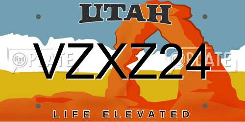 VZXZ24 Utah License Plate