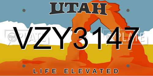 VZY3147 Utah License Plate