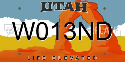 W013ND Utah License Plate