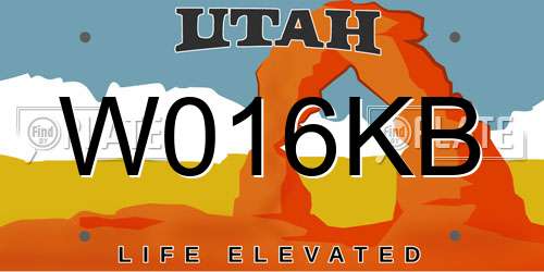 W016KB Utah License Plate