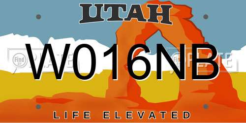 W016NB Utah License Plate