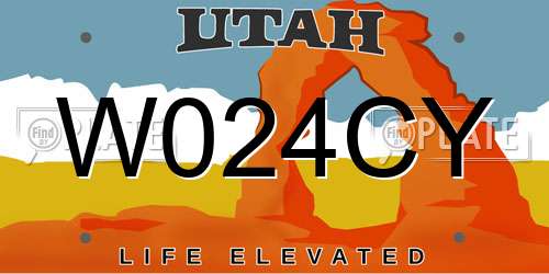 W024CY Utah License Plate