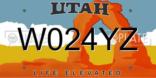 W024YZ Utah License Plate