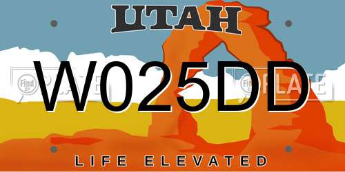 W025DD Utah License Plate
