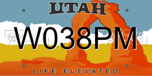 W038PM Utah License Plate