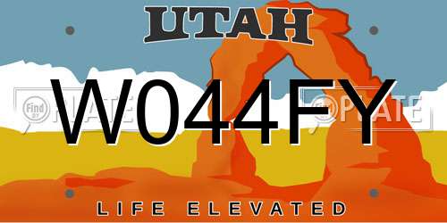 W044FY Utah License Plate