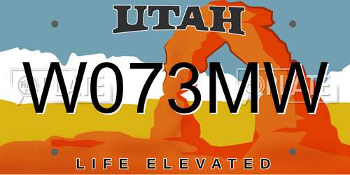 W073MW Utah License Plate