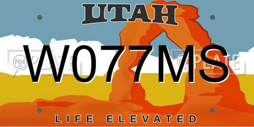 W077MS Utah License Plate