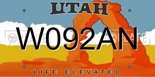 W092AN Utah License Plate