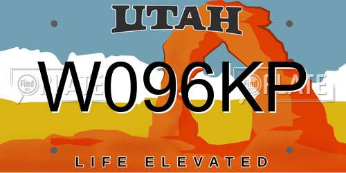W096KP Utah License Plate