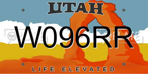 W096RR Utah License Plate
