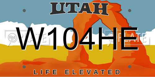 W104HE Utah License Plate
