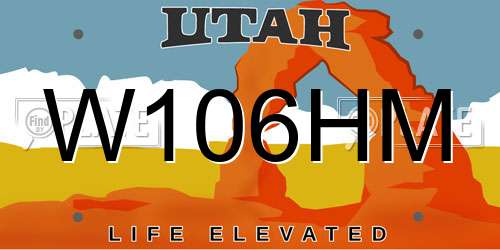 W106HM Utah License Plate