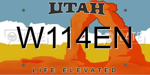 W114EN Utah License Plate