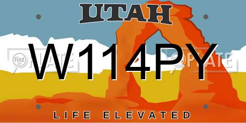 W114PY Utah License Plate