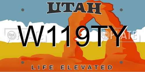W119TY Utah License Plate