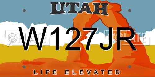 W127JR Utah License Plate