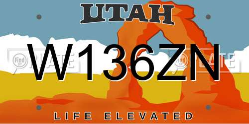 W136ZN Utah License Plate
