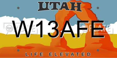 W13AFE Utah License Plate