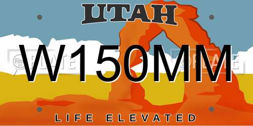 W150MM Utah License Plate