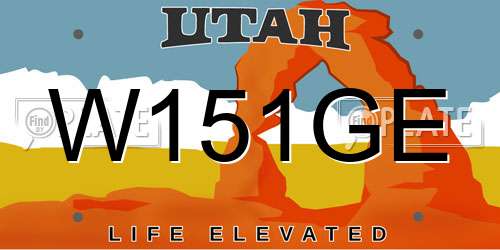 W151GE Utah License Plate