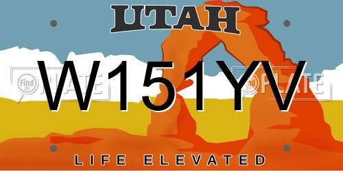 W151YV Utah License Plate