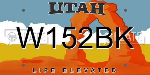 W152BK Utah License Plate