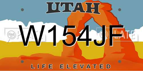 W154JF Utah License Plate