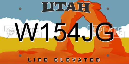 W154JG Utah License Plate