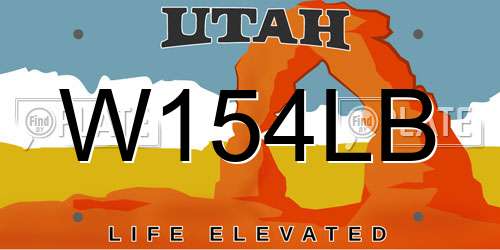 W154LB Utah License Plate
