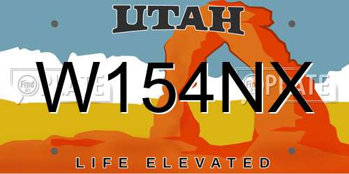 W154NX Utah License Plate