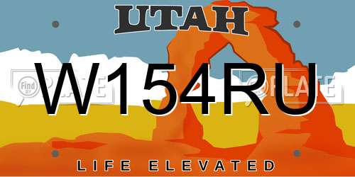 W154RU Utah License Plate