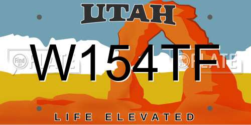 W154TF Utah License Plate