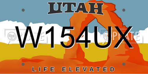 W154UX Utah License Plate