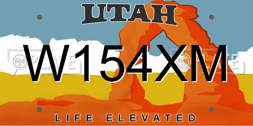 W154XM Utah License Plate