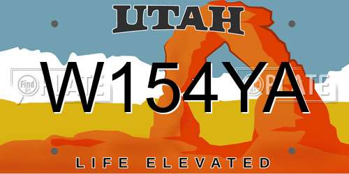 W154YA Utah License Plate