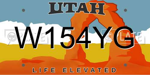 W154YG Utah License Plate