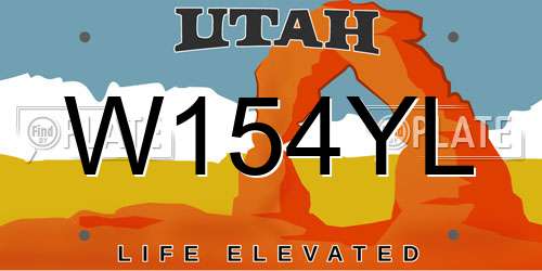 W154YL Utah License Plate