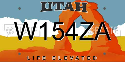 W154ZA Utah License Plate