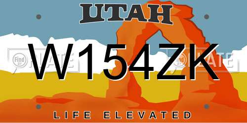 W154ZK Utah License Plate