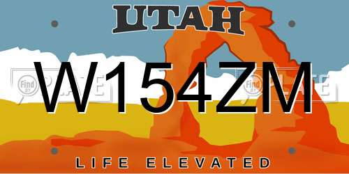 W154ZM Utah License Plate